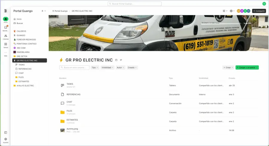 Guango Clients portal